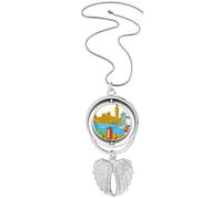 UK the United Kingdom London Pendant Angel Wings Rotating Necklace Jewelry