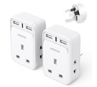 UK to Australia Plug Adapter 2 Pack 6 IN 1 Australian Travel Adapter with 2 USB Ports & 1 USB-C Fast Charger(5V/3.4A) and 2 Shaver Plug Adaptor UK to Australian New Zealand Fiji Argentina etc (Type I)