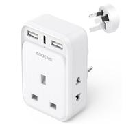 UK to Australia Plug Adapter, 6 IN 1 Australian Travel Adapter with 2 USB Ports & 1 Type C Fast Charger(5V/3.4A) and 2 Shaver Plug Adaptor UK to Australian New Zealand Fiji Argentina more (Type I)