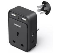 UK to Australia Plug Adapter, AODENG Australian Travel Adapter with 2 USB Ports and 1 30W Type C(5V/3.4A) and 2 Shaver Plug Input for UK to Australian New Zealand Fiji and more (Type I)