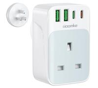 UK to Australia Plug Adapter, Australian China Travel Adapter PD 35W USB C Fast Charge with 1 UK Socket and 4 USB Ports, AU Adaptor Plug from UK for Australia New Zealand China Fiji Argentina(Type I)