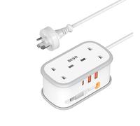UK to Australia Plug Adapter with 1.5M Extension Cable, BEVA 2 Way 3 USB (2A+1C) Australian Power Adapter with Retractable USB C Cable for New Zealand, China, Fiji, Argentina (Type I)