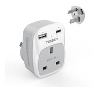 UK to Australia Power plug Adapter, TESSAN Grounded Type I Plug Adapter with 2 USB Ports (1 USB C), 3 in 1 Travel Outlet Adapter for UK to China AU AUS Australian New Zealand Fiji Argentina and more