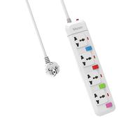 UK to EU Travel Extension Lead, Mscien 4 Way Individual Switches Universal Power Strip Overload Protector With 1.8M Extension Cord