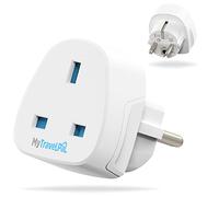 UK To Europe Plug Adapter (2 Pack) | 2 x MyTravelPal® European EU Travel Adaptors | For Use in France, Germany, Portugal, Greece & Most of Europe | Type E/F Adapter