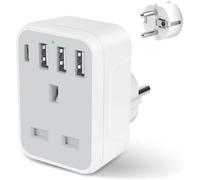 UK to European Adapter Plug, USB USB C European Travel Adapter with 4 USB Ports, UK to EU Plug Adaptor for Germany France Spain Turkey Iceland Greece Poland and More(Type E/F) (1)