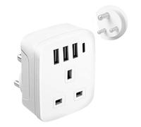 UK to India Plug Adapter,SHUOMAO Grounded UK to 3 Pin India Travel Adapter
