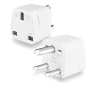 UK to India Plug Adapter, Type D Plug Adapter, Sri Lanka Plugs Adapters, Travel Adaptor for India Pakistan,Sri Lanka,Burma,Maldives and more(White,2 Pack)