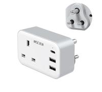 UK to India Plug Adapter with USB, MSCIEN India Type D Travel Plug Adapter, Grounded Charger Travel Adaptor for Sri Lanka, Maldives, Pakistan, Nepal, Yemen, Iraq, Burma