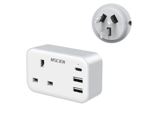 UK to India Plug Adapter with USB, MSCIEN India Type D Travel Plug Adapter, Grounded Charger Travel Adaptor for Sri Lanka, Maldives, Pakistan, Nepal, Yemen, Iraq, Burma