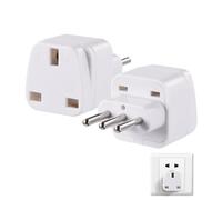 UK To Italy Plug Adapter, 2 PCS Travel Plug Adapter UK to Italy UK to Italian Converter for Italy, Chile, Vatican City, Uruguay, Syria, San Marino and more Type L Plug (White)