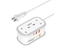 UK to Japan Plug Adapter with 1.5M Extension Cable, BEVA 2 Way 3 USB (2A+1C) Power Adapter with Retractable USB C Cable for Japan Travel (Type A)