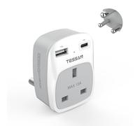 UK to South Africa Plug Adapter, TESSAN South Africa Power Adapter with 2 USB (1 USB C), Grounded Type M Plug Adapter, UK to SA Plug Adaptor for South Africa, Namibia, Swaziland, Lesotho, Bhutan