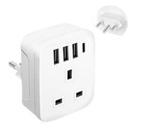 UK to Swiss Plug Adapter,SHUOMAO UK to Switzerland Travel Adaptor with 4 USB(1 USB C 17W Charger),Switzerland Power Plug Adapter for Swiss, Jordan, Liechtenstein, Madagascar, Rwanda (Type J)