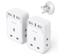 UK to US Plug Adapter 2 Pack, AODENG USA Travel Adapter with 2 Shaver Adapter, 1 UK 3-Pin Plug and 1 Type C Port & 2 USB Ports(Total: 5V/3.4A) American Plug Adapter for Canada, Mexico