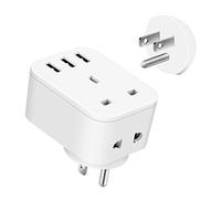 UK to US Plug Adapter, FDTEK USA Travel Adapter with 3 USB, Type B Power Adapter from UK for American Canada Thailand Mexico Colombia 5 in 1 American Outlet Plug Adapter for Travel