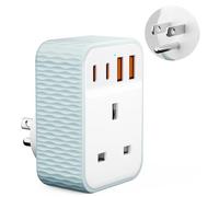 UK to US Plug Adaptor, 5 in 1 USA Travel Adapter with 2 USB A Ports & 2 USB C Ports(5V/3.4A), American to UK Plug Adapter, Plug Adapter from UK to USA for US Canada Mexico Colombia Thailand(Type B)
