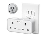 UK to US Plug Adaptor, Mscien Grounded USA Travel Adapter with 3 USB (1 USB C), Double Plug Adaptor with Dual 2 Pin Socket from UK to American, Canada, Thailand, Mexico, Jamaica, Philippines (Type B)