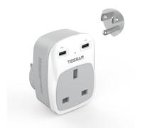 UK to US Plug Adaptor, TESSAN USA Travel Adapter with 2 USB C, 3 in 1 UK to USA Adapter, Type B Plug for Canada, Thailand, Mexico