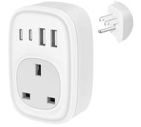 UK to US Plug Adaptor - UK to US Plug Adapter 40W USA Travel Adapter for American Canada Thailand Mexico Colombia 4 in 1 USBC Fast Charger with USB C Port for Phone Pad (Type B) Tusreda