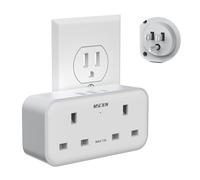 UK to US Plug Travel Adaptor with 3 USB Ports(1 USB-C), Thailand Travel Adapter Type B, 5-in-1, Suitable for US, Cannada, Mexico, Thailand and More