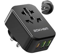 UK to US Travel Adapter with USB, UK to USA Plug Adapter (2 USB -A & 1 Type-C) American Travel Plug Adapter UK to US, USA Canada Korea Thailand Mexico and More (Type B)