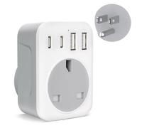 UK to USA Plug Adapter, 5 IN 1 US Travel Adapter with 2 USB &2 USB C Ports | American Plug Adapter from UK to US Canada Mexico Thailand Colombia and More(Type B)