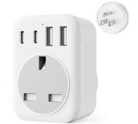 UK to USA Plug Adapter, US Travel Adapter with 2 USB &2 USB C Ports, 5 IN 1 American Plug Adapter from UK to USA, Canada, Thailand, Mexico, Colombia,Type B