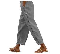 Uk Trousers For Women Gothic Clothes Three Quarter Length Women'S Striped Italian Harem (Gray, M)