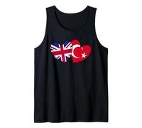UK Turkey Heart Flag Türkiye British Turkish Friendship Tank Top