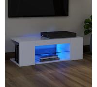 vidaXL TV Cabinet with LED Lights White Hifi Stand Desk Living Room Furniture