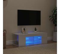 vidaXL TV Cabinet with LED Lights High Gloss White Hifi Stand Stereo Cabinet