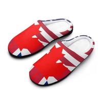 UK U.S. Canada Flag Women's Cotton Slippers | House Slippers Memory Foam Washable Slip On Indoor Outdoor Home Shoes