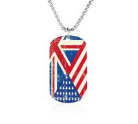 UK U.S. Flag Funny Memorial Necklace Lightweight Printed Photo Necklaces Metal Tag Pendant