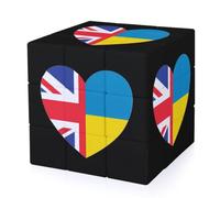 UK Ukraine Flag Heart Funny 3-D Puzzles Speed Cube for Adults