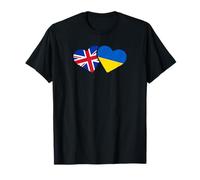 UK Ukraine Flag T Shirt Heart British Ukrainian Love Cute T-Shirt