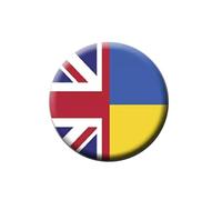 UK Ukraine Friendship Flag Pin, Ukraine Great Britian Flag Mini Button, Ukraine Brooch Uk Pin, Support Badge U Ukraine Round