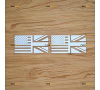 UK Union Jack American Flag Merged Sticker Decal Vinyl - 2 Pack White 10.2cm - for Car Boat Laptop Cup No Background Die-Cut