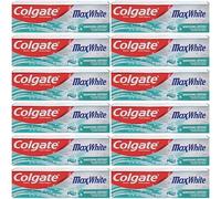 UK-UNIQUE C o l g a t e Max White Whitening Toothpaste 12 x 100ml - Removes Stains for Whiter, Brighter Teeth | Fresh Mint Fluoride Toothpaste for Complete Oral Care. (12pack)