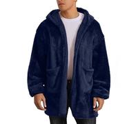 UK Unisex Sherpa Cardigan Jacket for Men & Women Oversized Teddy Fleece Hooded Cardigans Longline Warm Fuzzy Open Front Fluffy Coat Cozy Plush Sweatshirt Hoodie Jacket Outwear with Pockets