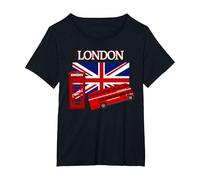 UK United Kingdom London British Flag, Double Decker, Phone T-Shirt, Women's Plus, Black, 3X