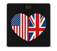 UK & US Heart Flag Scale for Body Weight Digital Bathroom Scales with Tempered Glass LCD Display Auto on Off
