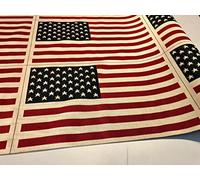 UK & USA Banner Retro Flag Linen Look Heavy Crown Jacquard Gobelin Upholstery Cotton Cushion Panel Fabric - Sold by The Panel (USA Small 59x35cm)