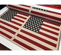UK & USA Banner Retro Flag Linen Look Heavy Crown Jacquard Gobelin Upholstery Cotton Cushion Panel Fabric - Sold by The Panel (USA Large 70x70cm)