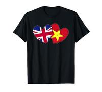UK Vietnam Heart Flags British Vietnamese Love Pride T-Shirt