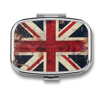 UK Vintage British Flag Pill Box with Mirror Travel Pill Organizer Small Pill Case Portable Medicine Holder Container