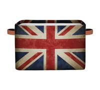 Uk Vintage Great Britain Flag Large Storage Basket 2Pcs, Foldable Storage Boxes Storage Bin Baskets Home Organizer for Toys Clothes Office Living Room