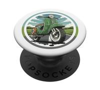 UK Vintage retro moped Italian scooter Union Jack Open road PopSockets Adhesive PopGrip