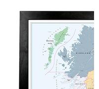 UK Wall Map -Large Laminated Black Wood Framed Map - British Isles County, District and Unitary Authority Boundaries | Local District Councils, Roadmap, Postcode Areas, London Boroughs, Pop Figures