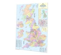 UK Wall Map - Large Travel Map to show Detailed Counties, Districts Postcode Areas & Population Figures, Laminated UK Map Poster, Wipe-Clean Surface, Perfect Traveler Gift 830 x 1200 mm